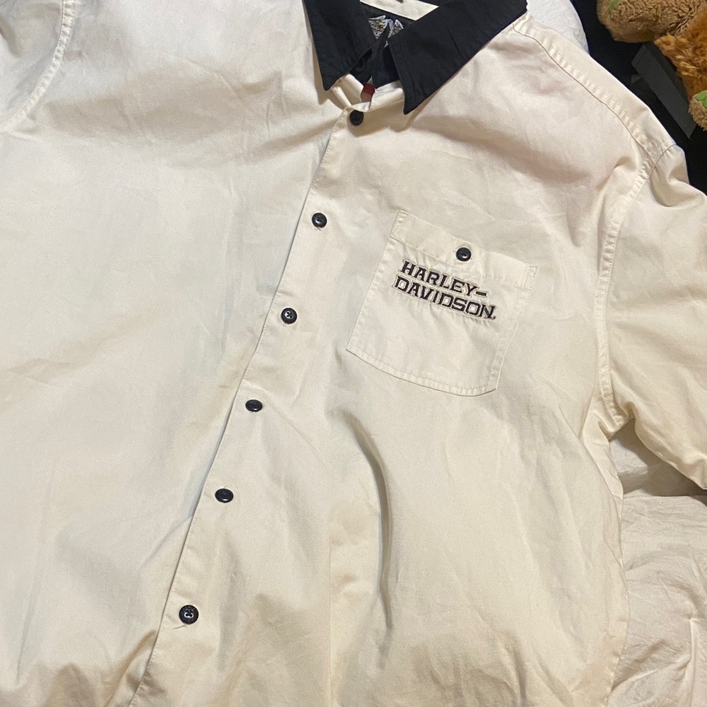 Harley-Davidson Men's Black and White Shirt Jacket